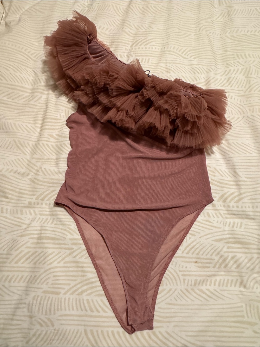 Zara Ruffle Tule Bodysuit pink size small
